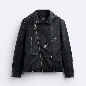 NWT Zara Black Moto Leather Jacket -Size Men’s M